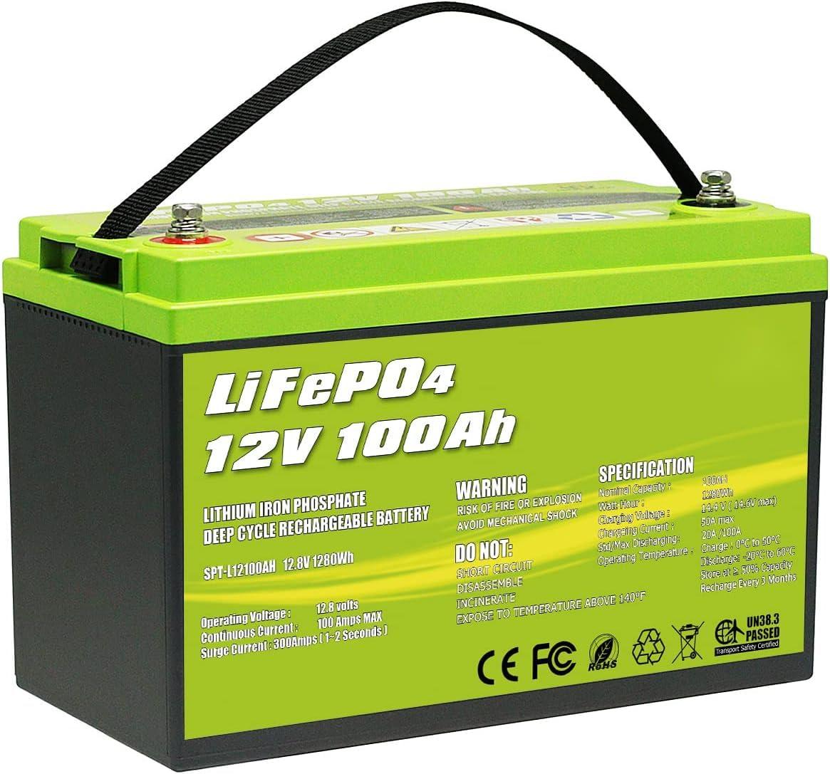 Acoucou MaxOne 12V 100Ah Bluetooth LiFePO4 Deep Cycle Battery,RV Marin