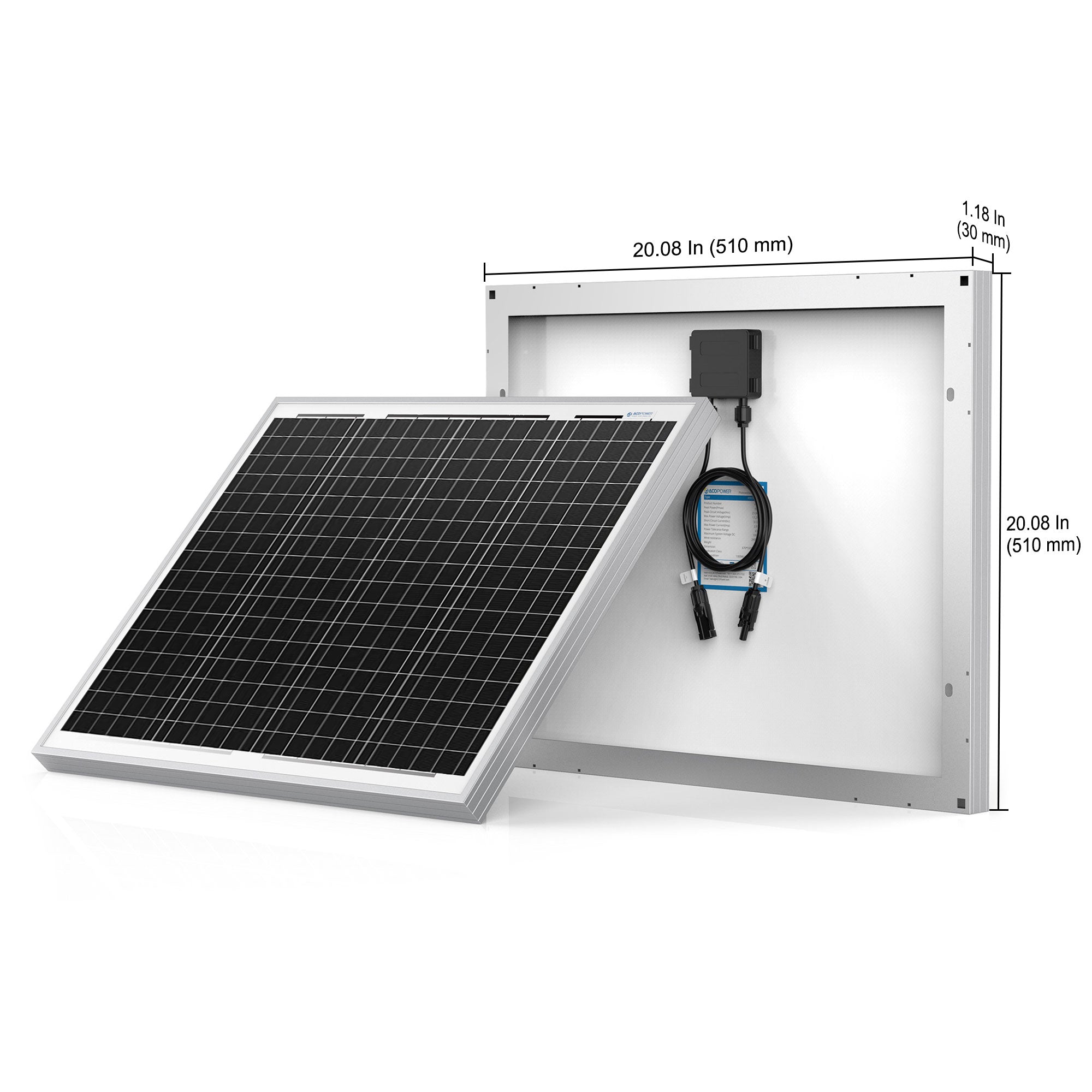 50W Mono Solar Panel for 12V Battery Charging ACOPower – ACOPOWER